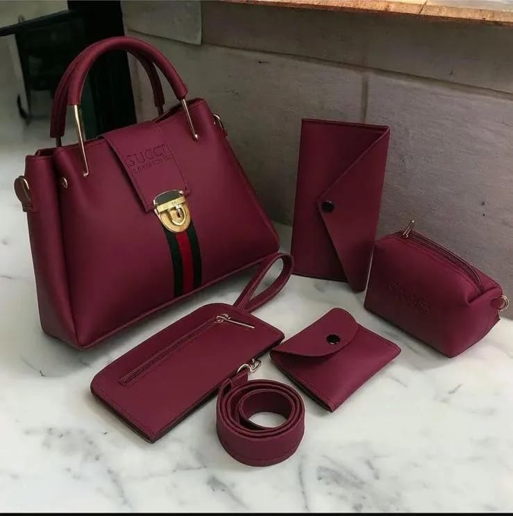 Women's leather handbags set 5pcs