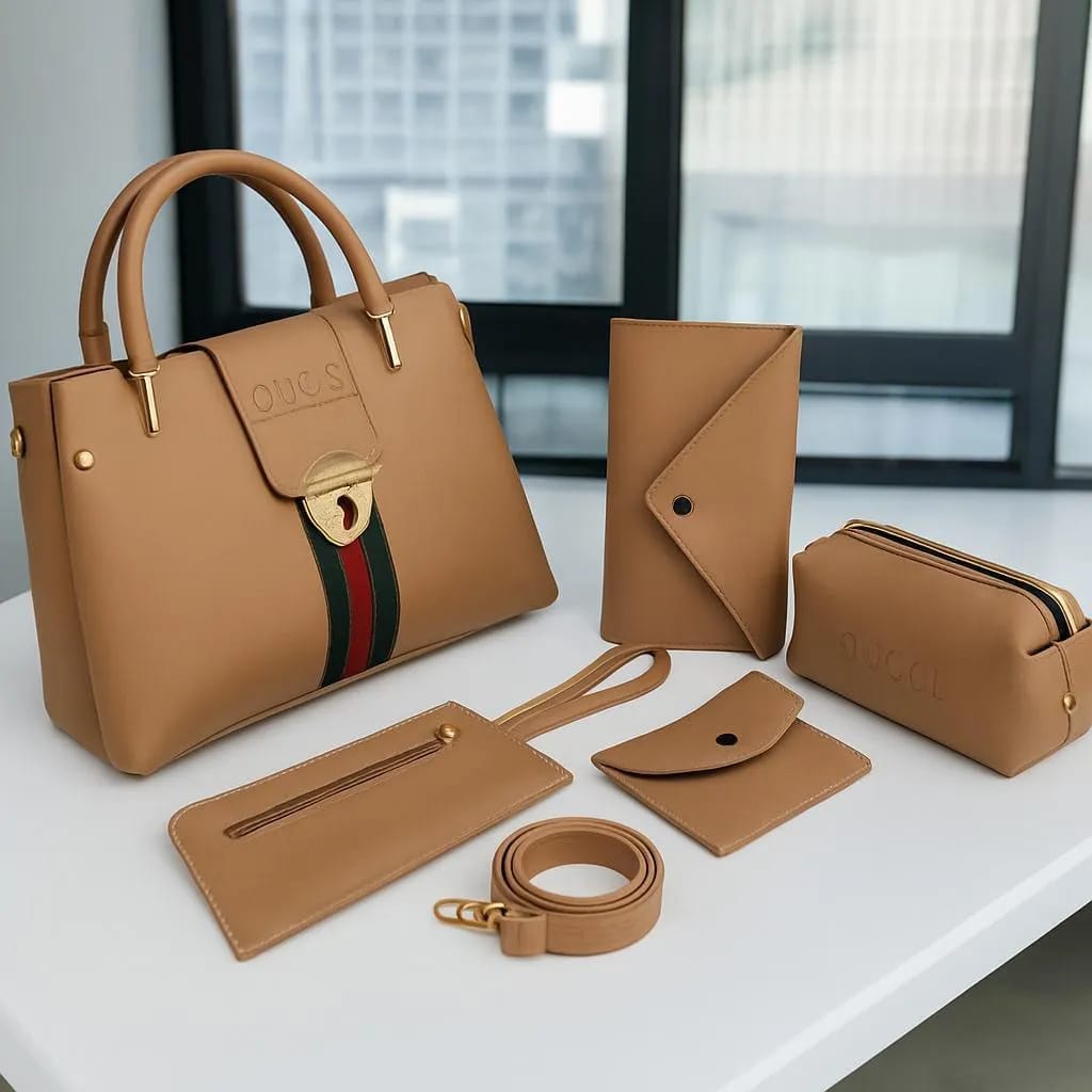 Women's leather handbags set 5pcs